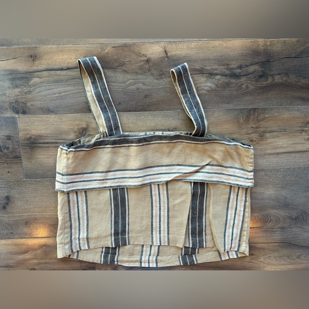 Banana Republic Mia Square-Neck Linen Tank | Small | Neutral Stripe | 100% Linen - Picture 6 of 8
